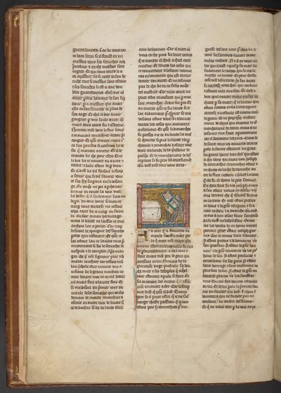 Eremit schreibt an einem Schreibtisch, aus "Estoire del Saint Graal, La Queste del Saint Graal, Morte Artu", ca. 1315-25 von French School