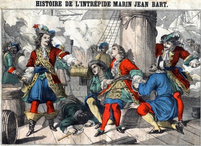 Geschichte des unerschrockenen Seemanns Jean Bart, französischer Freibeuter. Epinal-Bildgebung Ende des 19. Jahrhunderts. von French School