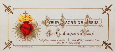Heiligenbild, dem Heiligen Herzen gewidmet, 1906 von French School