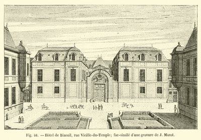 Hotel de Bizeuil, Rue Vieille-du-Temple (Faksimile einer Gravur von J. Marot) von French School