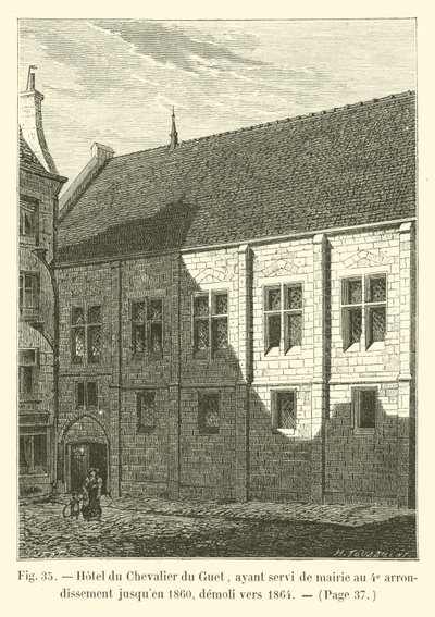 Hotel du Chevalier du Guet, das bis 1860 als Rathaus des 4. Arrondissements diente, abgerissen um 1864 von French School