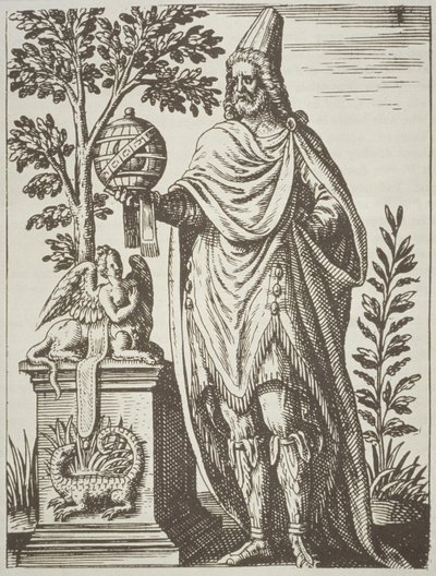 Ideales Porträt von Apollonius von Tyana, aus De Divinationewet Magicis Praestigiis von Jean-Jacques Boissard, 1605, veröffentlicht in A History of Magic Ende des 19. Jahrhunderts von French School