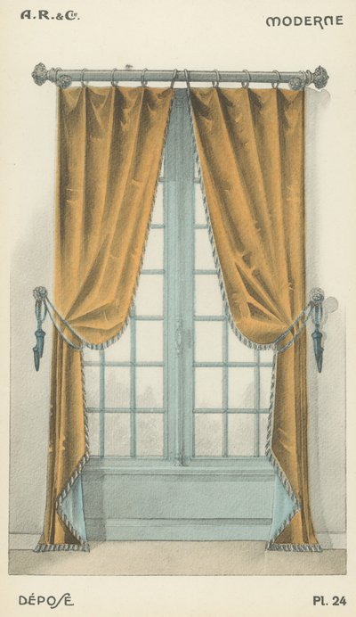 Illustration aus dem Innenarchitektur-Produktkatalog von A R & Cie, Frankreich von French School