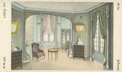 Illustration aus dem Innenarchitektur-Produktkatalog von A R & Cie, Frankreich von French School