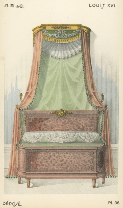 Illustration aus dem Innenarchitektur-Produktkatalog von A R & Cie, Frankreich von French School