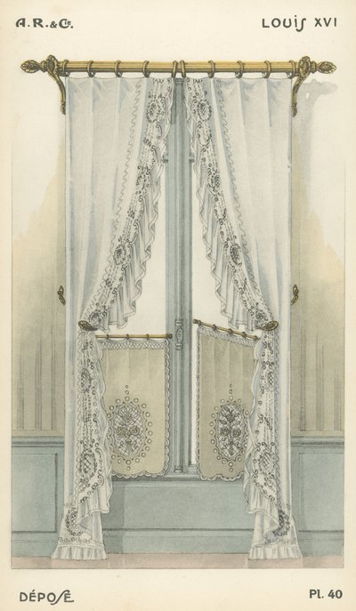 Illustration aus dem Innenarchitektur-Produktkatalog von A R & Cie, Frankreich von French School