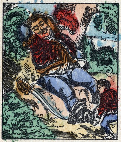Illustration der Geschichte „Der kleine Däumling“ von Charles Perrault. Holzstich von Imaging Pellerin - Epinal, späte 19. Jahrhundert. von French School
