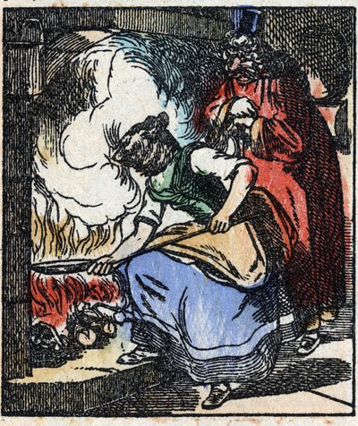Illustration der Geschichte „Raminagrobis und die Mäuse“. Holzstich von Imaging Pellerin - Epinal, späte 19. Jahrhundert. von French School