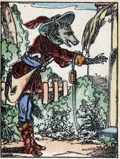 Illustration des Märchens „Der Wolf, die Ziege und die sieben Geißlein“. Holzstich von Imaging Pellerin - Epinal, sp. 19. Jahrhundert. von French School