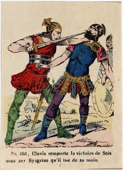 Im Jahr 480 eroberte Clovis Soissons von Syagrius und tötete mit seiner Hand von French School