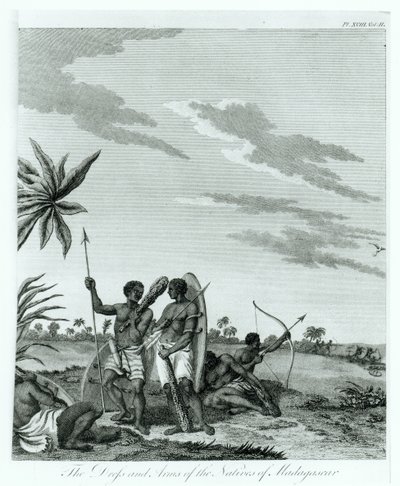 Einwohner von Madagaskar, aus Band 2 von Memoirs and Travels von Graf Benyowsky, veröffentlicht 1790 von French School