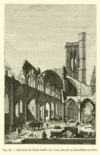 Innenraum von Saint-Andre des Arts, bei seinem Abriss, 1815 von French School