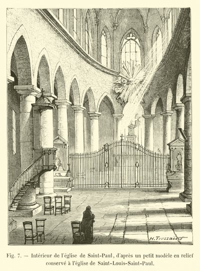 Inneres der Kirche von Saint-Paul, nach einem kleinen Reliefmodell, aufbewahrt in der Kirche Saint-Louis-Saint-Paul von French School