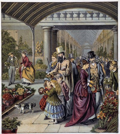 Blumengarten (in „Laden der kleinen Kinder: in den Ferien“, herausgegeben von Hachette, ca. 1900) von French School
