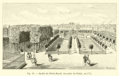 Garten des Palais-Royal, Blick vom Palast, im Jahr 1774 von French School