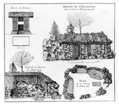 Jean-Jacques Rousseaus Einsiedelei in Ermenonville von French School