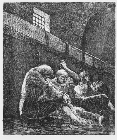 Jean Valjean im Gefängnis, Illustration aus Les Miserables, von Victor Hugo, 1865 von French School