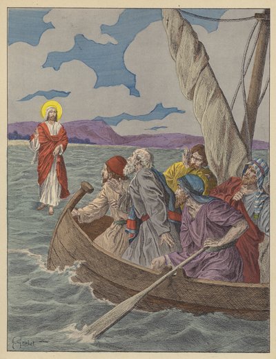 Jesus Christus wandelt auf dem Wasser von French School
