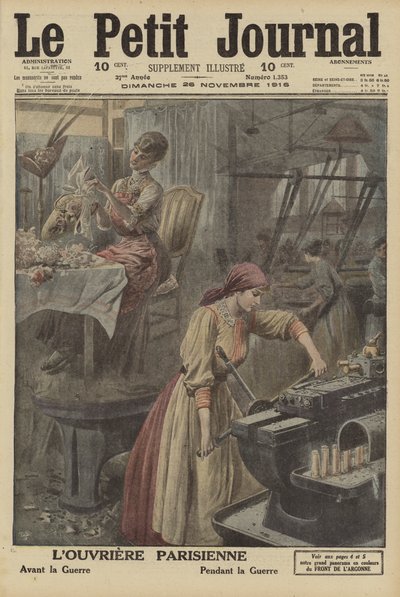 Arbeiten von Pariser Arbeiterinnen vor und während des Ersten Weltkriegs von French School