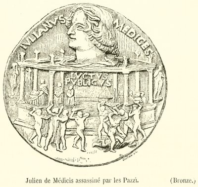 Julien de Medicis, ermordet von den Pazzi, Bronze von French School