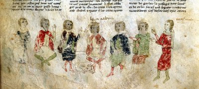 König Artus und die Ritter. Französisches Manuskript aus dem 13. Jahrhundert. Bibl. Marciana, Venedig. von French School