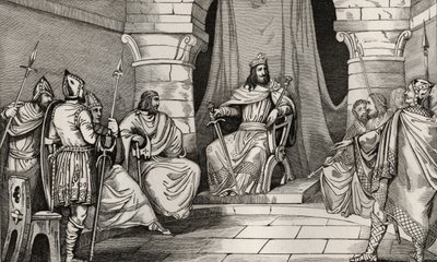 König Charibert (521-67) im Rat mit Magistraten, aus 