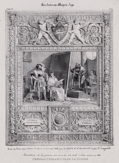 König Franz I. von Frankreich posiert für sein Porträt des italienischen Malers Tizian von French School