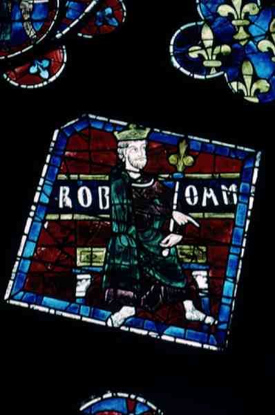 König Roboham (Detail) aus dem Nordrosenfenster, ca. 1223 von French School