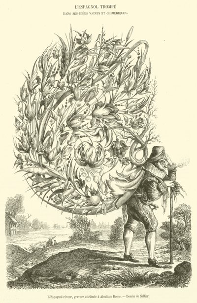 Der träumende Spanier, Gravur zugeschrieben Abraham Bosse von French School