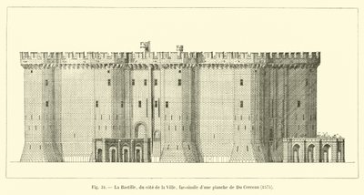 Die Bastille, von der Stadtseite, Faksimile einer Platte von Du Cerceau, 1575 von French School