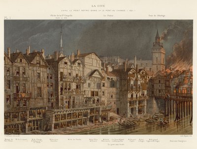 Die Cite, zwischen Pont Notre-Dame und Pont au Change, 1621 von French School