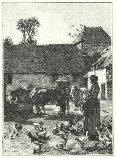Der Hof des Bauernhofs von French School