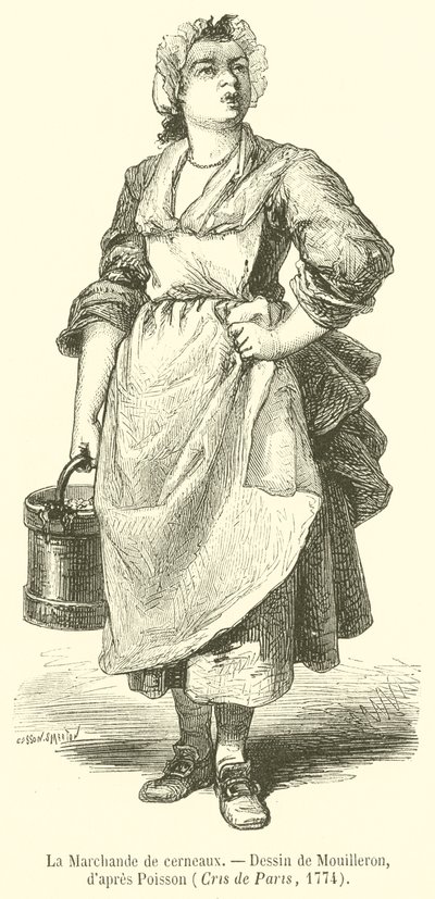Die Walnussverkäuferin (Gravur) von French School