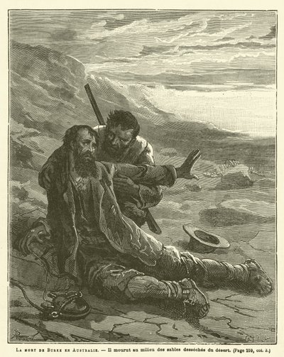 Der Tod von Burke in Australien (Gravur) von French School