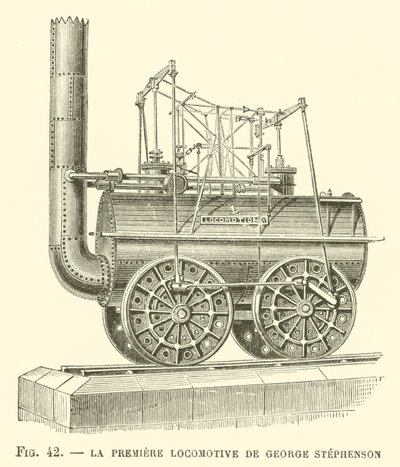 Die erste Lokomotive von George Stephenson von French School