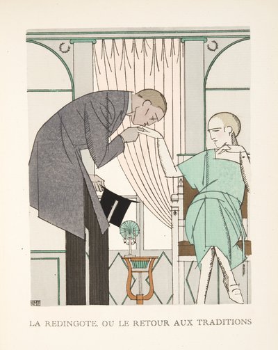 Der Mantel für die Rückkehr zu den Traditionen, aus einer Sammlung von Modeplatten von French School