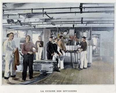 Die Küche der Offiziere - in „Album militaire - Marine: Das Leben an Bord“ von French School