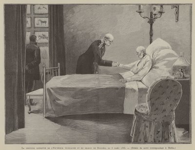 Das letzte Treffen von Kaiser Wilhelm und Prinz Bismarck, am 8. März 1888 (Gravur) von French School