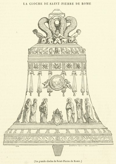 Die große Glocke von Sankt Peter in Rom (Gravur) von French School