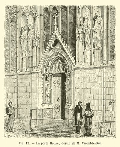 Die rote Tür, Zeichnung von M. Viollet-le-Duc von French School