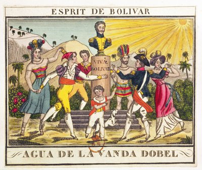 Etikett für Lavendelwasser, das den Geist von Bolivar heraufbeschwört, ca. 1830 von French School