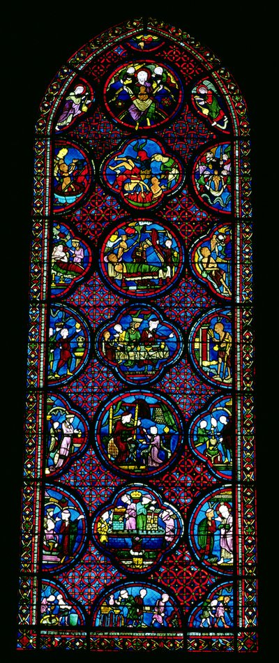 Lanzettfenster, das das Gleichnis von Lazarus und dem reichen Mann darstellt von French School