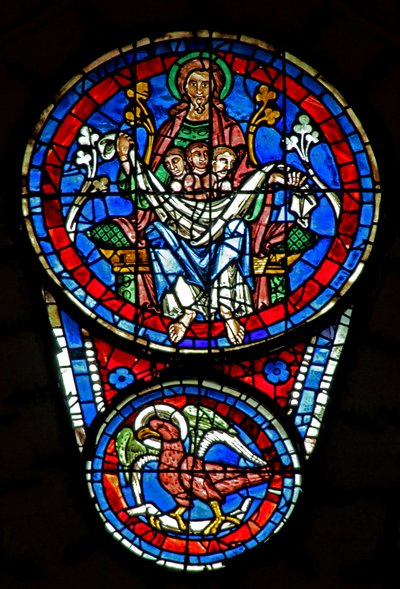 Jüngstes Gericht: Der Schoß Abrahams mit 3 Seelen; St. Johannes