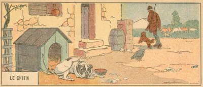 Der Hund (Farblithographie) von French School