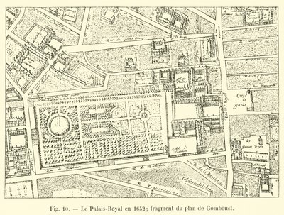 Der Palais-Royal im Jahr 1652, Fragment des Plans von Gomboust von French School