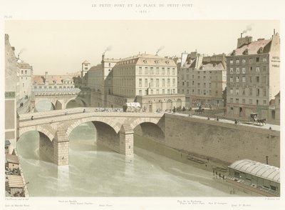 Die Petit-Pont und der Platz der Petit-Pont, 1830 von French School