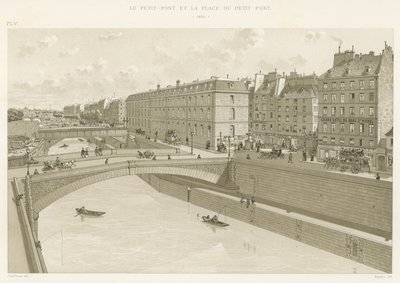 Die Petit-Pont und der Platz der Petit-Pont, 1880 von French School