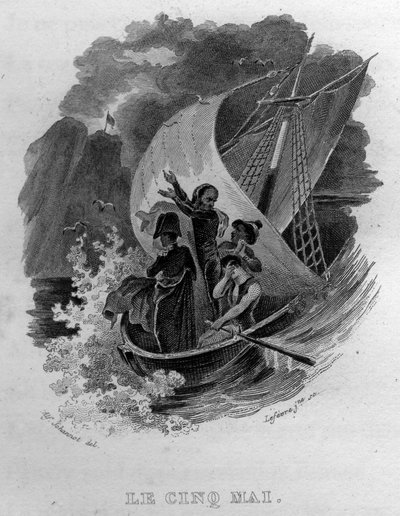 Le cinq mai Chanson de Béranger in „Œuvres complètes“ (1834) von Pierre Jean de Béranger (1780-1857), französischer Dichter und Liedermacher. von French School