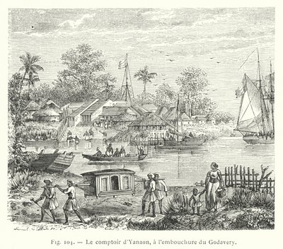Der Handelsposten von Yanaon, an der Mündung des Godavery (Stich) von French School