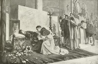 Leo X. am Sarg von Raffael (Gravur) von French School